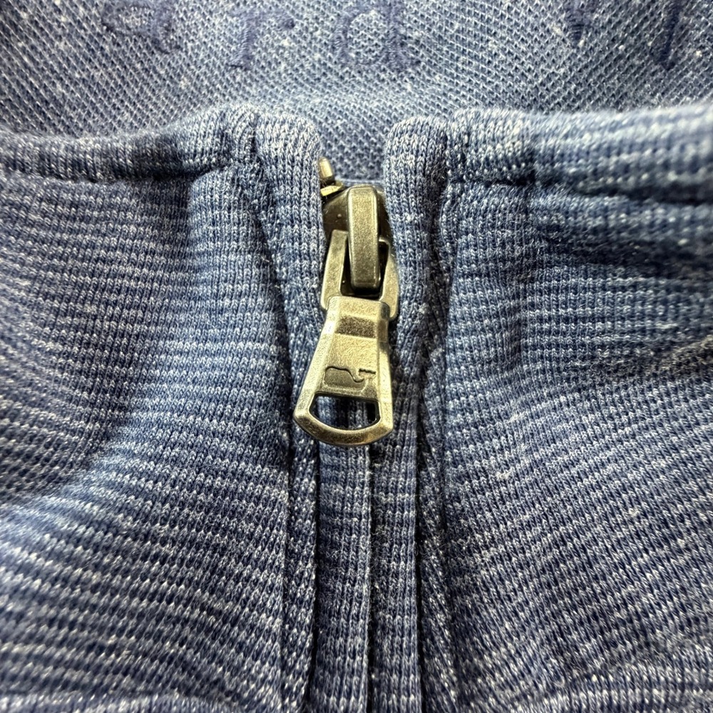 Vineyard Vines Mens XL Quarter Zip Pullover Navy Blue Heathered Pique Sweater - Picture 10 of 12